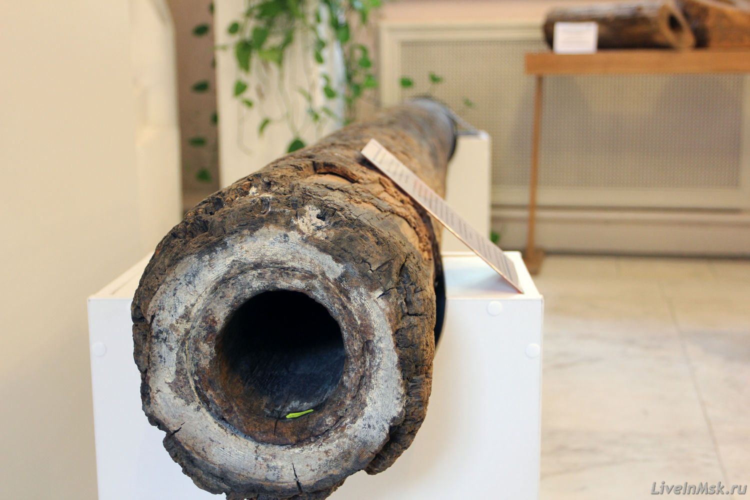 Деревянная труба с металлической вставкой